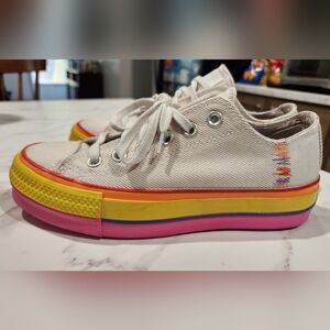 Converse Chuck Taylor All Star Lift Low Platform Rainbow Size 7